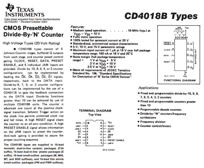 Cd4018be схема включения