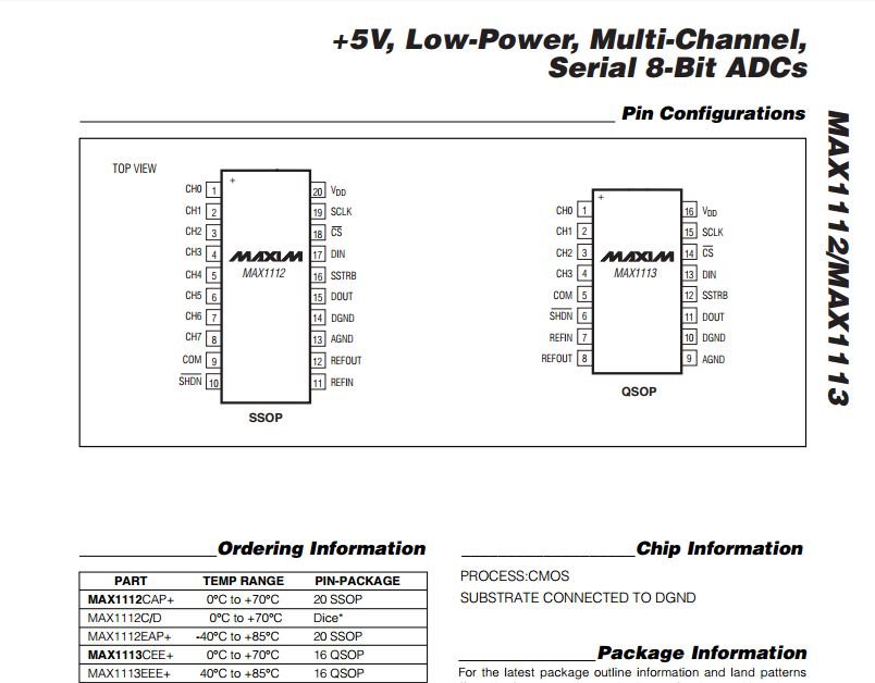 MAX CEE MAX QSOP V Low Power Multi Channel Serial Bit ADCs MAX CEE