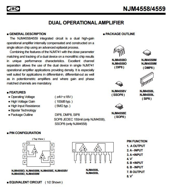 Njm4558l схема включения